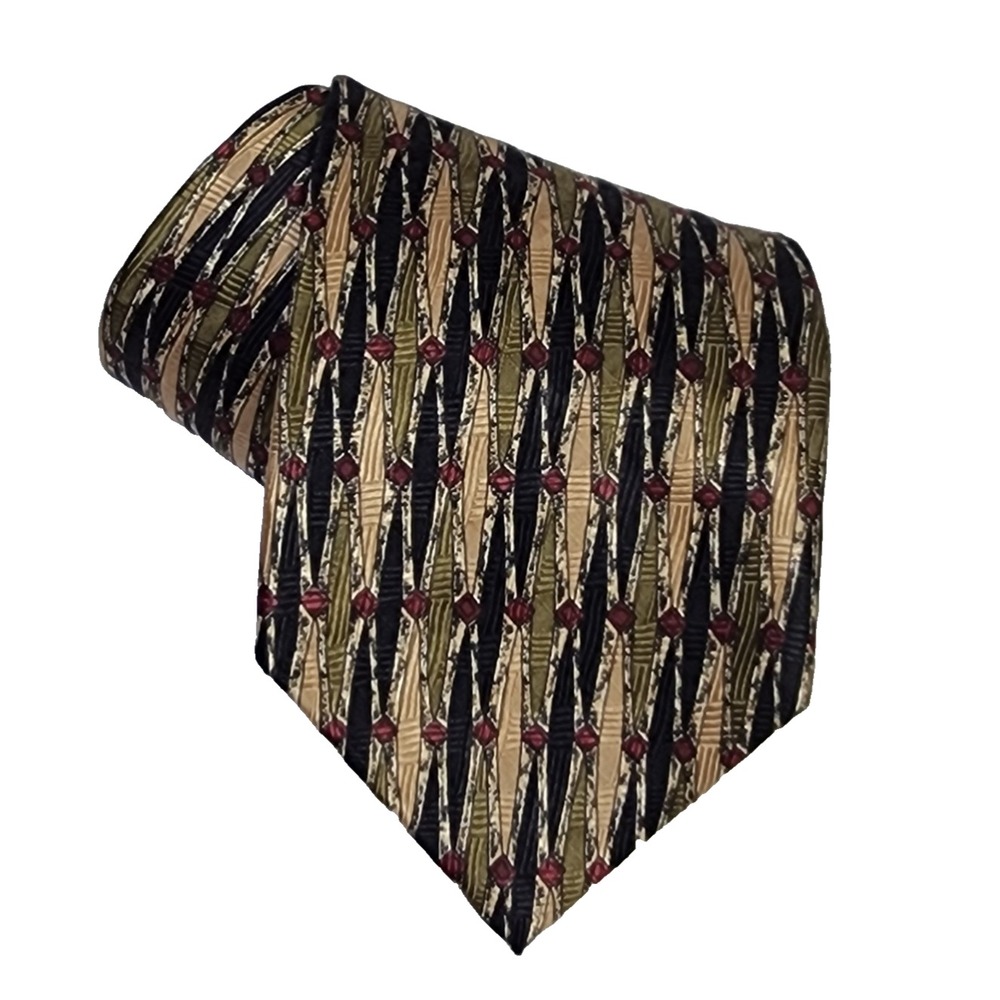 Ferrell Reed Men's 100% Silk Necktie Tie Multi-Color Geometric Tribal 57" X 4"